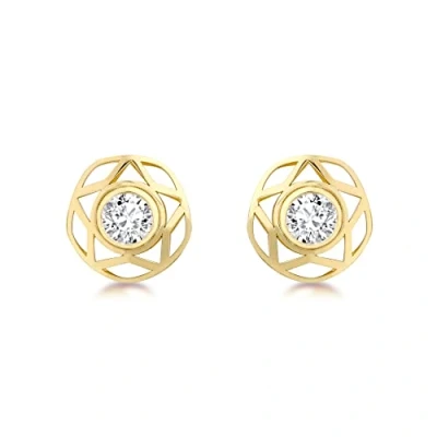 Image of Carissima Gold Women&#039;s 9 ct Yellow 5 mm Cubic Zirconia 10 Hexagon Star Stud Earrings