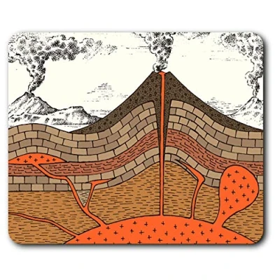 Image of Volcano Diagram Geology Mouse Mat Pad Computer PC Laptop Gaming Office Home Desk Accessory Gadget 12904