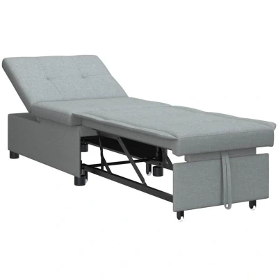 Image of vidaXL 3 in 1 Sofa Bed Pull Out Design Light Grey Fabric