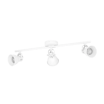 Image of EGLO Seras 1 Ceiling Light 3 Bulb Industrial Modern Classic Steel Spotlight Living Room Lamp in White Kitchen Spotlights with GU10 Socket
