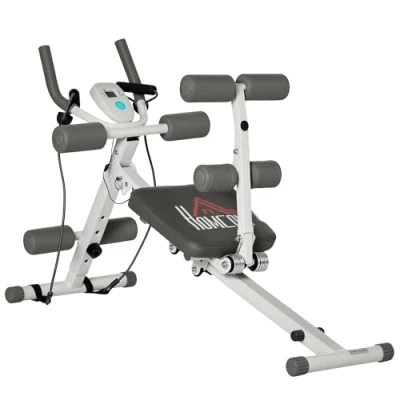 Image of HOMCOM 2 IN 1 Core Abdominal Ab Trainer Sit Up Bench with LCD Screen, Adjustable Fitness Crunch Machine for Home GYM