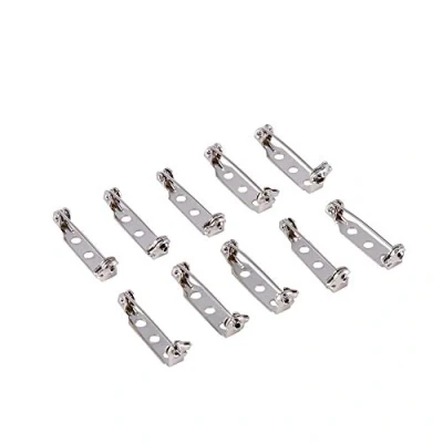 Image of 50 Pieces Brooch Pins, Silver Bar Back Clasp Secure Pin, Badge Safety Pins for Jewellery Making, Crafts, Wedding Decor Badges