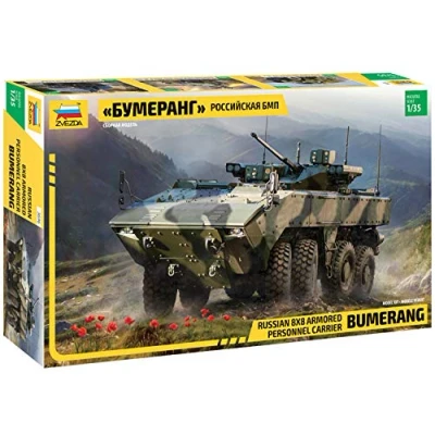 Image of Zvezda 530003696 Vehicle 1:35 &quot;Boomerang BM Russ.InfantryFight.Veh Plastic Model Assembly Kit for Beginners Detailed, Unvarnished