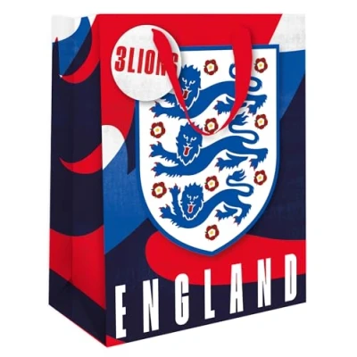 Image of Danilo Promotions Ltd ENGLAND FC GIFT BAG FOOTBALL THEME MEDIUM SIZE BIRTHDAY