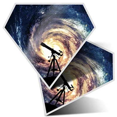 Image of 2 x Diamond Stickers 7.5 cm Astronomy Telescope Space NASA Fun Decals for Laptops,Tablets,Luggage,Scrap Booking,Fridges, #8211