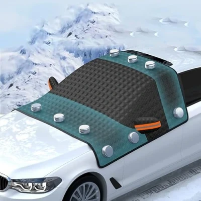 Image of AWPF Car Windshield Cover for Volvo V40 2012 2019 V40, Foldable Windscreen Snow Cover, Magnetic Ice Frost Sun UV Dust Water Easy to Use,A