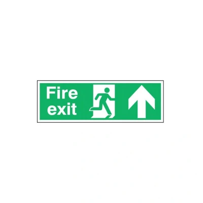 Image of Sitesafe Fire Exit Arrow Up Vinyl Sign 450 x 150mm