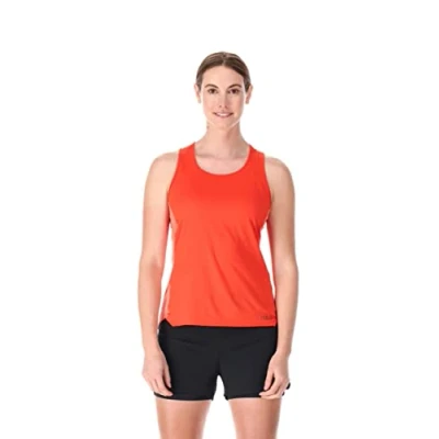 Image of Rab Women&#039;s Sonic Ultra Vest Lightweight Tank Top for Hiking &amp; Trail Running Red Grapefruit/Reef Large