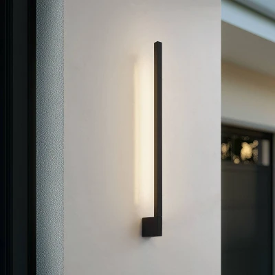 Image of Lindby Neano LED wall light, 80cm, black, metal, IP54