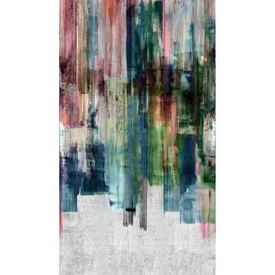 Image of Grandeco Abstract Painted Digital Stripes 3 Lane repeatable Wallpaper Mural, Grey Blue Red, 2.8 x 1.59m ML3901