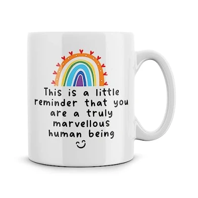 Image of Rib ticklerz Friendship Gifts Coffee Mug Birthday You are A Truly Marvellous Human Being Gift Thank Positivity Rainbow Bestie Mates MG272