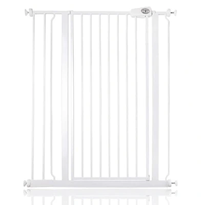 Image of Bettacare Child and Pet Gate, 87.9cm 95.5cm, White, Extra Tall Gate 104cm in Height, Pressure Fit Stair Baby suitable for Dog or Barrier, Easy Installation