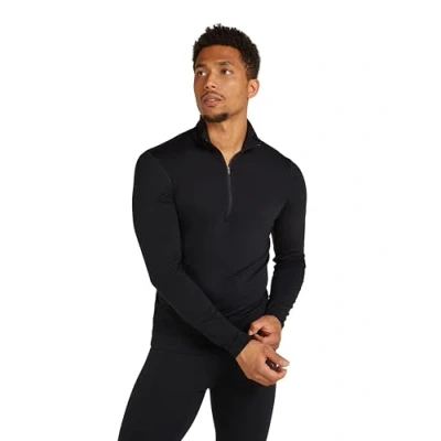 Image of Icebreaker Men&#039;s Merino Core Heavyweight Long Sleeve Half Zip Top Black, S