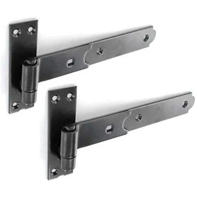Image of Merriway BH07596 (2 Pcs) Black Gate Hinges Heavy Duty Hook and Band Straight Flat 350mm (14 inch) Pack of 2 Pieces