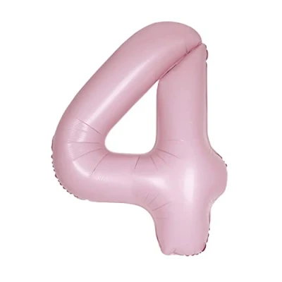 Image of Giant Foil Number 4 Balloon 86 cm Matte Baby Pink