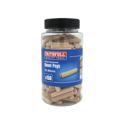 Image of Faithfull Beechwood Dowels 8mm x 40mm (Tub of 150)