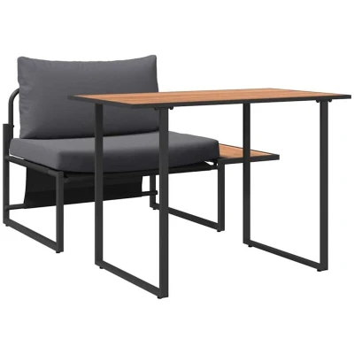 Image of vidaXL 2 Piece Garden Dining Set Single Seater with Anthracite Cushions