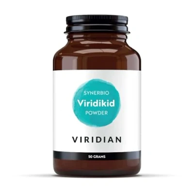 Image of Viridian Viridikid Synerbio Powder with Vitamin C 50g Expertly Formulated Friendly Bacteria Prebiotics to Support Normal Immunity Dairy Free 100% Active Ingredients