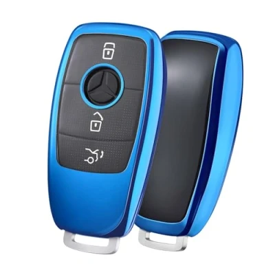 Image of OATSBASF Car Key Cover Suitable for Mercedes Benz, E Class S TPU Protective Case (DD Blue)