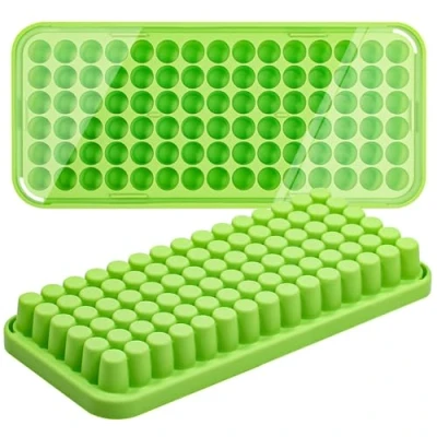 Image of Webake Small Ice Cube Tray with Lid Silicone 2 Pcs 1.2 cm Mini Trays Cylindrical Moulds for Beer, Cocktails, Water, Soda, Fruit