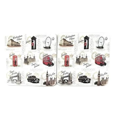 Image of The Leonardo Collection LP41345 Cork Coaster Vintage London Deisgn Set of 4 11x11x0 cm Accessory