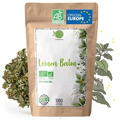 Image of ORIGEENS Organic Lemon Balm tea BIO 100gr Herbal for Digestion and Relaxation Melissa leaves loose