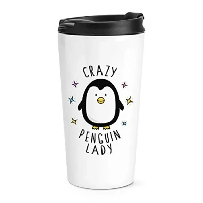 Image of Crazy Penguin Lady Travel Mug Cup