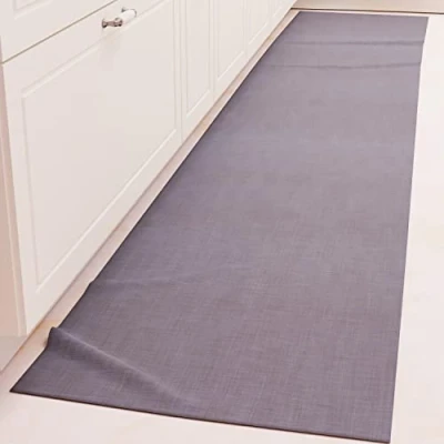 Image of PETTI Artigiani Italiani Kitchen Rug Runner Non Slip and Washable 52x240 cm Design Solid Color Smoke Grey 100% Made in Italy