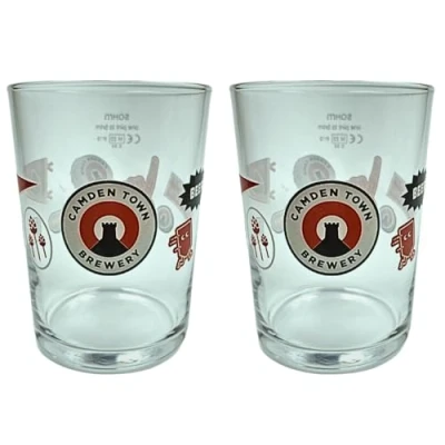 Image of Roxley Camden Town Stubby Pint Glasses X2 Original Lager Glass 67 cl