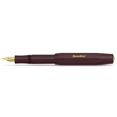 Image of Kaweco CLASSIC Sport Fountain Pen Bordeaux with 23 Carat Gold Plated Steel Nib and Iridium Tip for Ink Cartridges I 13 cm Nib: BB (Extra Broad)