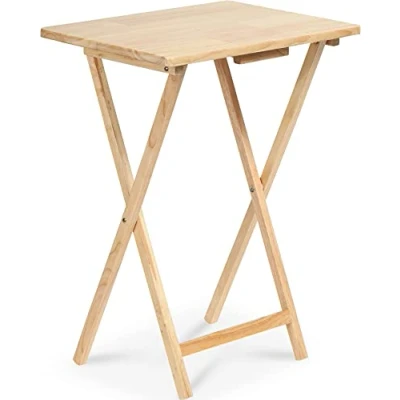 Image of PJ Wood Folding Tv Tray &amp; Snack Table Natural