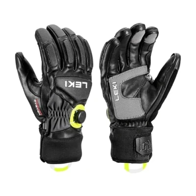 Image of LEKI Griffin Tune 3D Boa Gloves, Black Graphite Ice Lemon, EU 8