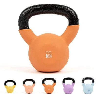 Image of Myga Iron Kettlebell Heavy Cast Weight for Fitness and Strength Training, Bodybuilding, Muscle Cardio Workout Equipment ideal Home, Gym Studio Orange, 8kg
