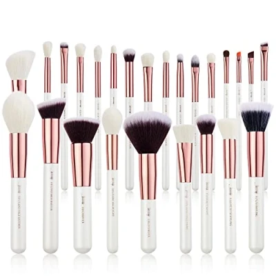 Image of Jessup Brand 25pcs Professional Makeup Brush Set Beauty Cosmetic Foundation Powder Blush Eyeshadow Blending Highlighter Natural Synthetic Hair Brushes (Pearl White/Rose Gold)