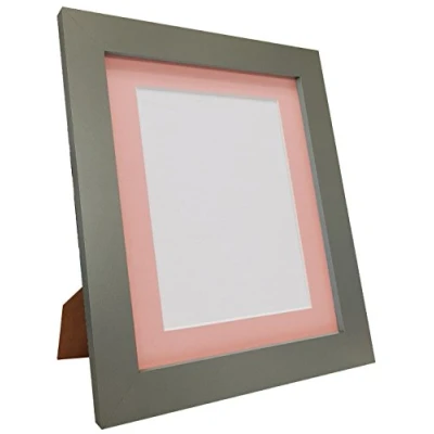 Image of Metro Dark Grey Photo Picture Poster Frame with Pink Mount 30 x 24 Image Size 18 inch (Plastic Glass)