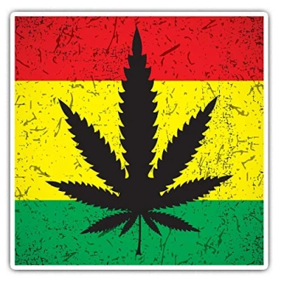 Image of Square Stickers (Set of 2) 10cm Cannabis Rasta Flag Jamaica Fun Decals for Laptops,Tablets,Luggage,Scrap Booking,Fridges, #14456