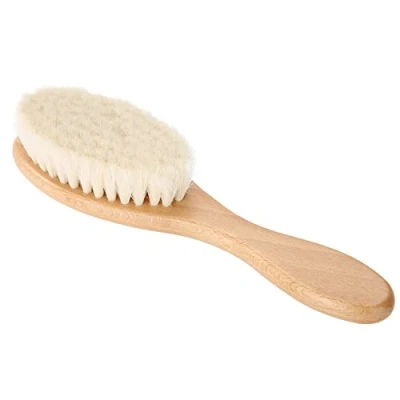 Image of Soft Goat Hair Brush, Retro Oil Head Brush with Wooden Handle Beard Cleaning Tool Eco Friendly Hairbrush for Men Women Baby