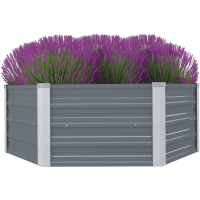 Image of vidaXL Raised Garden Bed 129x129x46 cm Galvanised Steel Grey