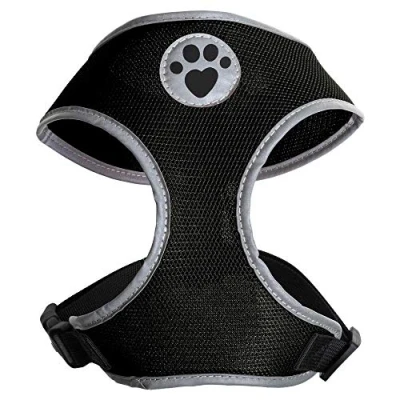 Image of igadgitz home U7046 Sweat Proof Dog Harness, Puppy Walking Vest in with Reflective High Visibility Piping &amp; Secure Lockable buckle Black Small