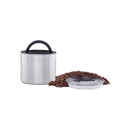 Image of Planetary Design Airscape Stainless Steel Coffee Canister Food Storage Container Patented Airtight Lid Push Out Excess Air and Preserve Freshness (Small, Brushed Steel)