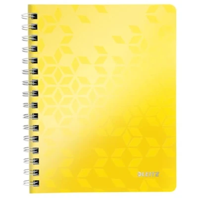 Image of Leitz A5 Flexible Cover Notebook, Yellow Wire Bound, 80 Sheets, Ruled, 90 gsm Ivory Paper, Wow Range