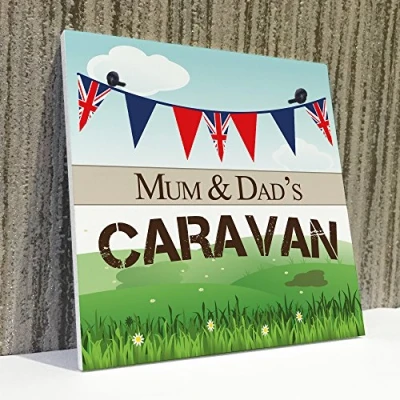 Image of RED OCEAN Personalised Caravan Campervan Friendship Gift Hanging Plaque Mum Dad Nan Sign