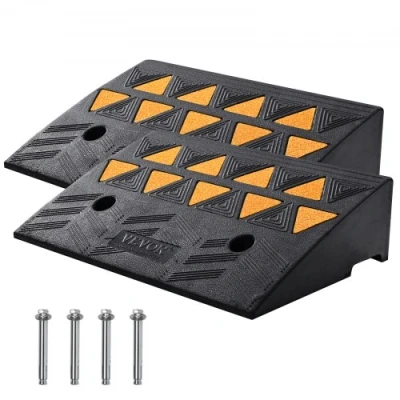 Image of VEVOR Rubber Curb Ramp 2 Pack, 5&quot; Rise Height Heavy Duty 33069 lbs/15 T Capacity Threshold Ramps, Driveway Ramps with Stable Grid Structure for Cars, Wheelchairs, Bikes, Motorcycles