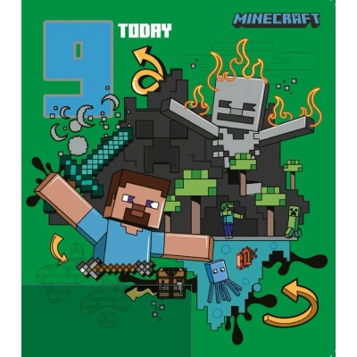 Image of Danilo Promotions LTD Minecraft 9th Birthday Card, Childrens Card For Celebration, Kids, Officially Licensed Card,Multi,7 x 6