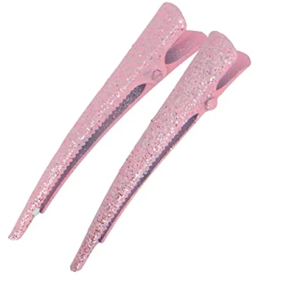Image of Topkids Accessories 6cm Hair clips for girls, Duckbill/Beak/Concorde design, Sectioning Clips, Women, grips, Hairdressing (Glitter Pink)
