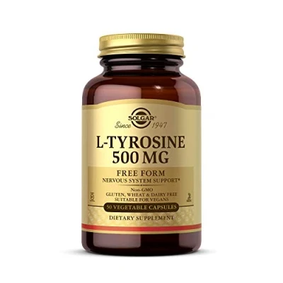 Image of Solgar L Tyrosine 500mg Amino Acid Blood &amp; Nervous System Tissues Vegan 50 Vegetable Capsules