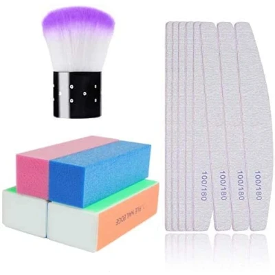 Image of Nail File Set, 13 Pack Files Buffers Brush Professional Block 100/180 Grit Double Sided Emery Board Manicure Set for Trimming Grinding Polishing Shining, Random Colors