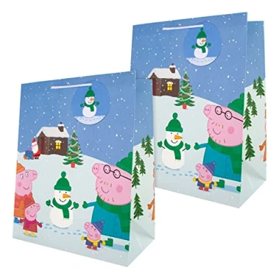 Image of Hallmark Christmas Bag Pack 2 Large Gift Bags in 1 Peppa Pig Design