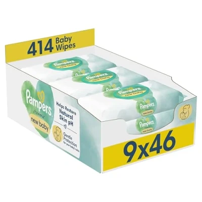 Image of Pampers Harmonie New Baby Wipes 9 Packs of 46 = 414 Wet Wipes, Help Restore Natural Skin pH