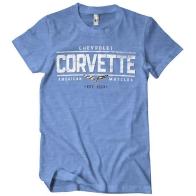 Image of Chevrolet Officially Licensed Corvette American Muscles Mens T Shirt (Blue Heather), XX Large